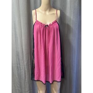 In Bloom By Jonquil Lacey Pink Sheer Chiffon Slip Dress Chemise Size Large
